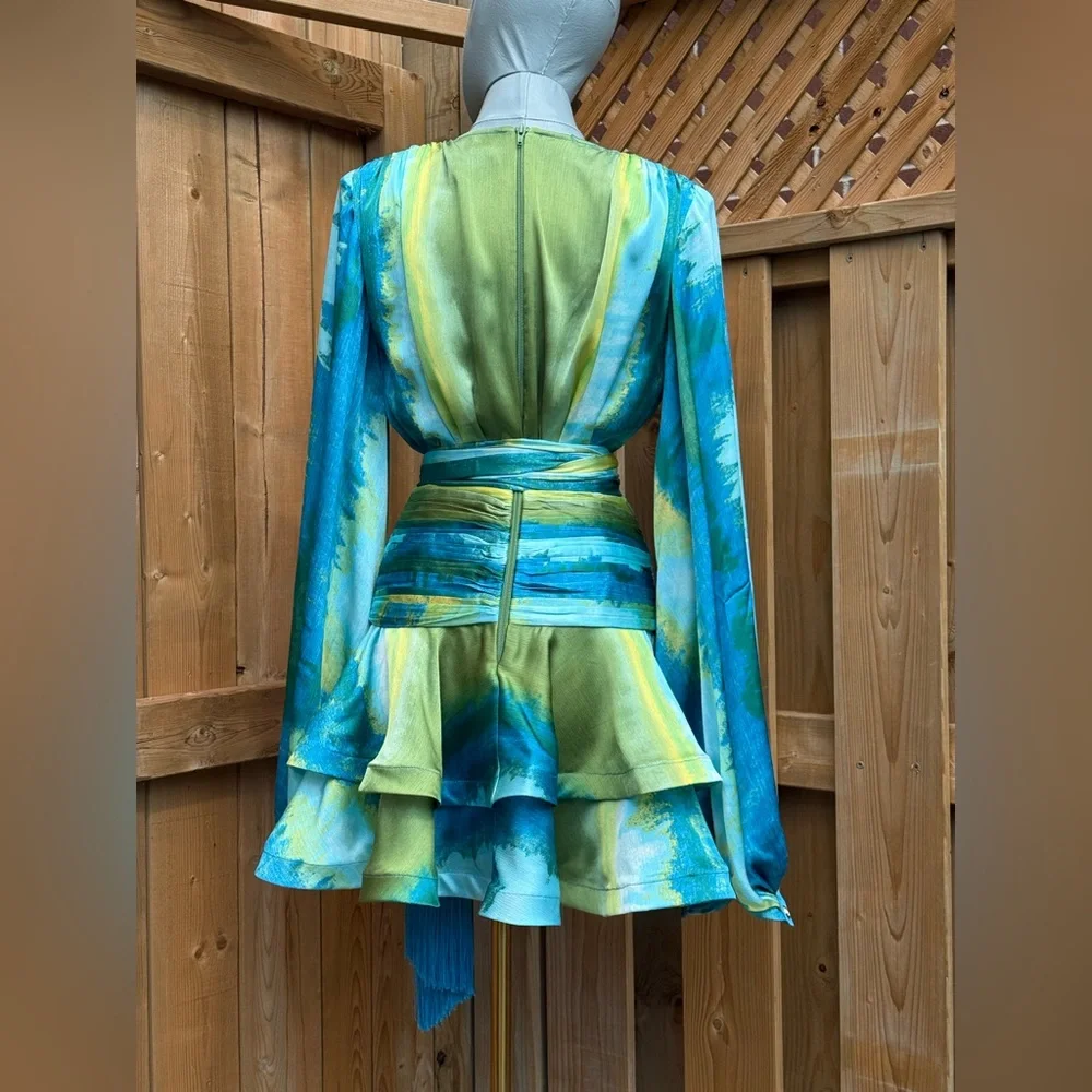 🆕 BRONX & BANCO 🧿 NWOT Bedouin Coastal Mini Dress, Blue Multi - Sz XS US 2